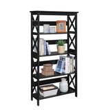 Convenience Concepts Oxford Bookcase 31.5" - 5-Tier Farmhouse Bookcase for Living Room, Modern Family Room Media & Display Storage Organizer for Home Office Library, Tall Shelving Unit, Black Convenience Concepts