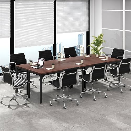 COSTWAY Conference Table Set of 6, 55” x 24” Large Meeting Room Table W/Heavy Duty Steel Frame, 4.5FT Modern Computer Desk for Home, Office, Conference Room, Easy Assembly (6) COSTWAY