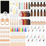 Tondiamo 122 Pcs Laser Engraving Blanks Keychains Bulk Laser Cutting Engraving Materials Accessories Including Wood, Stainless Steel, Acrylic, PU Leather, Silicone and Marking Paper Tape for Laser Tondiamo