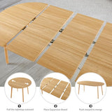 Oval Extendable Dining Room Table for 4-8 People, Modern Wooden Dining Table with MDF Tabletop and Metal Frame, Extendable from 43" to 59" to 74.8", Oval Kitchen Table for Home, Office,Oval Natural Lecut