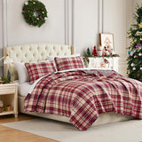 Southshore Fine Living Christmas Quilt Twin XL Bedding Set, Reversible Farmhouse Christmas Bedding Coverlet, Twin XL Bedspread - Red Plaid Southshore Fine Living, Inc.