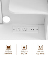 Quimoo Large Vanity Desk with LED Lighted Mirror & Power Outlet,Makeup Vanity Table with 7 Drawers,4 Shelves and 5 Hooks,Vanity Table, Vanity Desk Set for Bedroom,Bathroom,White Quimoo