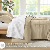 Comfort Spaces Khaki Twin Size Comforter Set - 2 Pieces Pintuck Pleated Bedding Sets, All Season Lightweight, Extra Softness Pre-Washed Microfiber Twin Bed Set, Shams, Twin Comfort Spaces