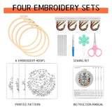 Fusionara Halloween Embroidery Kit, Halloween Cross Stitch Kit, 4 Set Gothic Embroidery Cross Stitch Kits for Beginners, Unisex, 6 Inch, Cross Stitch, Needlepoint, DIY, Craft Kit with Needles (4 Set)