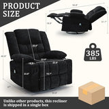 Korser Adult 360° Rotating Recliner with Massage and Heating Functions, Cup Holder and Manual Tilt Mechanism, Suitable for Living Room and Bedroom (Fabric, Black)