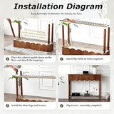UACSYBH Wood Scalloped Console Table with 3 PCS Drawers, Narrow Entryway Table with Storage Shelf, Mid-Century Hallway Accent Table, Behind Couch Sofa Table Space-Saving (46.4" - 3 Drawers) UACSYBH