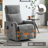 High Back Massage Recliner with Heat - Swivel Rocking Chair for Small Spaces, Manual Lazy Boy Recliner for Adults, Perfect for Living Room & Bedroom, Soft Fabric (Dark Gray)