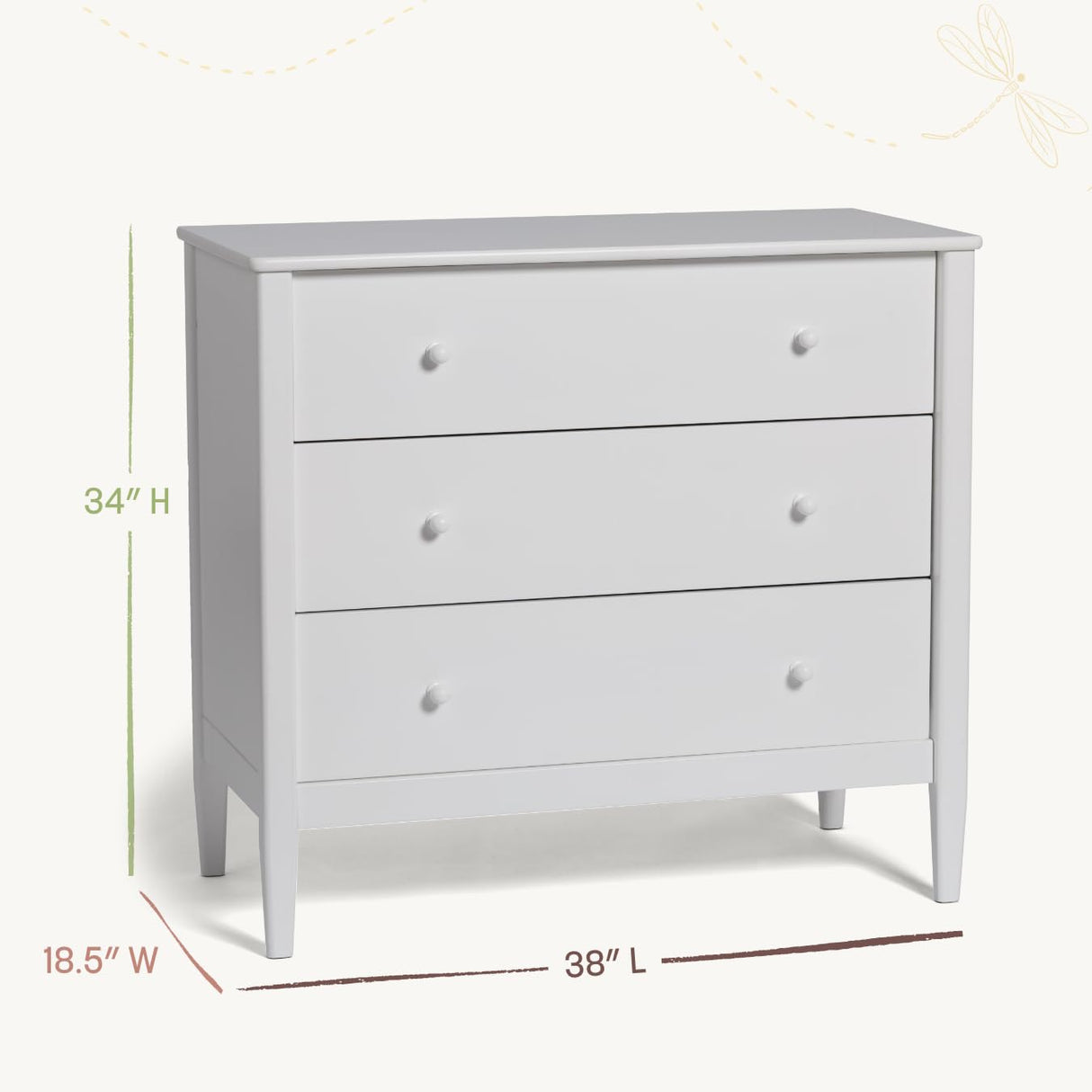 Little Seeds Clover 3-Drawer Dresser, Grove Green Little Seeds
