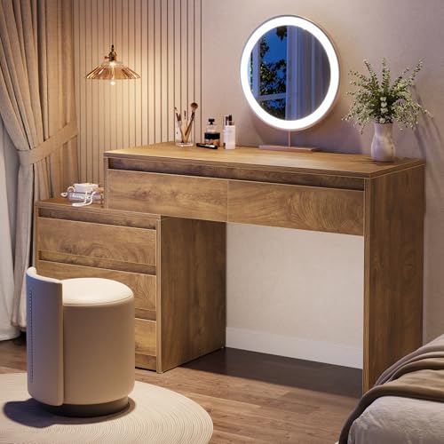 Tribesigns 63" Vanity Desk with 5 Drawers for Bedroom, Makeup Table with Removable 3-Drawer Chest Cabinet & Storage, Modern Large Dressing Table for Women Girl, Make up Desk for Bedroom Tribesigns