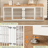 rehomerance 78 Inch Double Dog Crate Furniture, Heavy Duty Extra Large Cage Furniture with Divider for 2 Dogs, Decorative Wooden Kennel Indoor, Pet House for Large and Medium Dogs, White rehomerance