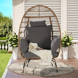 Oversized Patio Egg Chair, Wicker Rattan Egg Chair for Adult, Indoor Outdoor Patio Large Wicker Basket with Water-Resistant Cushion, Outdoor Lounge 360Lbs Capacity - Dark Gray cattino