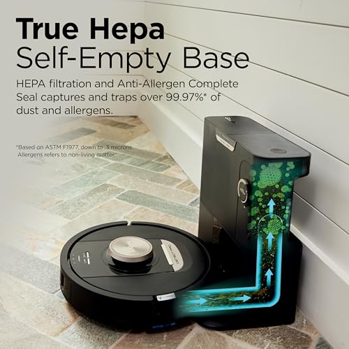 Shark RV2820AE Detect Pro Self-Empty Robot Vacuum with Bagless, 60-day Capacity HEPA Base, 3 Detect & React Technologies, Auto Deep-Clean on Carpets and Hardfloors, NeverStuck Tech, Wi-Fi Black/Bronze Shark