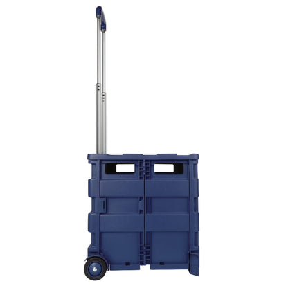 Office Depot Mobile Folding Cart With Lid, 16in.H x 18in.W x 15in.D, Blue, 50803