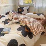 Houseri Black Floral Comforter Set Twin Beige 3D Floral Bedding Comforter Sets Twin Size for Toddler Girls Kawaii Flowers Comforter Cute Relief Print Bedding Beige White Flower Bedding Set Twin Houseri