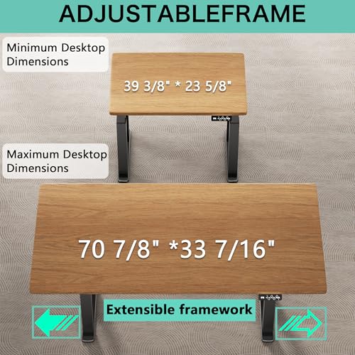JWX 4-Leg Standing Desk Frame with Dual Motors, Electric Height Adjustable Desk Base, Heavy Duty 330 lbs Load, Fits Desktop 39″–79″, Anti-Collision, Memory Presets, Black Frame Only JWX