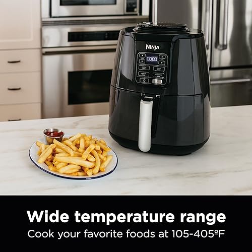 Ninja Air Fryer, Roast, Bake, Air Fry, Roast, Broil, Reheats, & Dehydrates, 4-in-1, Fries, Frozen Food, Veggies, and Juicy Meat, Less Oil, Easy Meals, Healthy Meals, Compact, 4 QT, Grey, AF101 Ninja