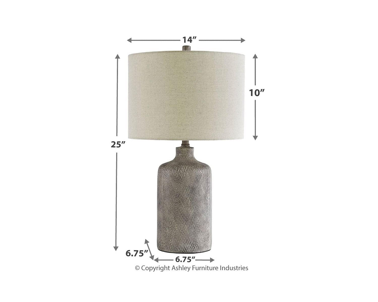 Signature Design by Ashley Linus Modern 25" Ceramic Table Lamp, Natural Stone Finish Signature Design by Ashley