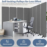 Room Divider Privacy Soundproof Panel with Wheels, 4 Panel Wall Divider (Aluminum Frame) for Room Partition, Folding Room Dividers Space Separation Office Cubicle Wall Sound Proof Partition Divider HOMSCREENER