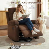 GAOHAPY Rocking Recliner Chair,Modern Swivel Glider Recliner Chair,Corduroy Fabric Upholstery Recliner,Manual Reclining Sofa Chair for Living Room,Office,Apartment (Brown)