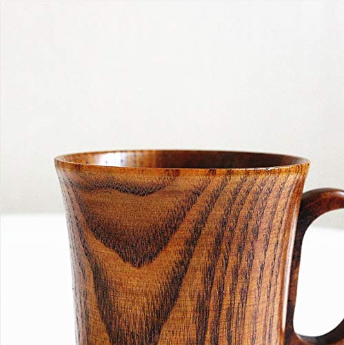 Handmade Wooden Coffee Cup Tea Cups Drinking Wood Mug with Handle for Beer/Coffee/Milk (Typ 2) HomeImpel