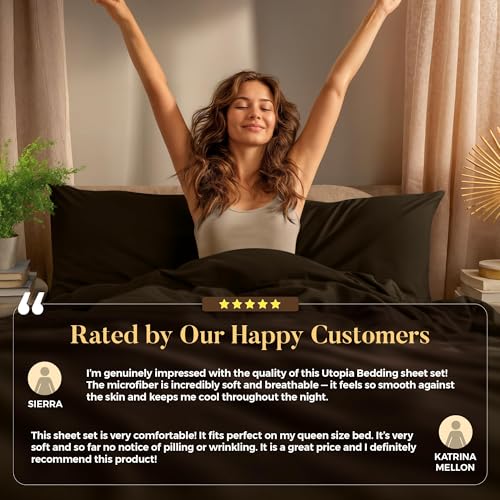 Utopia Bedding King Bed Sheets Set - 4 Piece Bedding - Brushed Microfiber - Shrinkage and Fade Resistant - Easy Care (King, Brown) Utopia Bedding