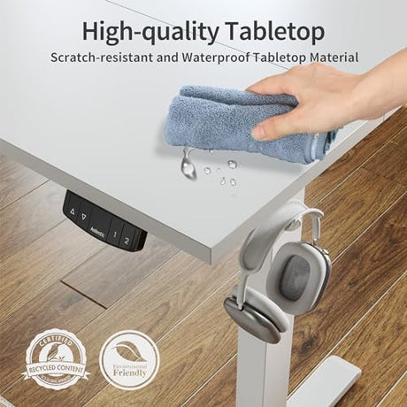 Agilestic Electric Standing Desk, 55 x 24 Inches Height Adjustable Desk, Sit Stand up for Work Office Home, Ergonomic Rising Computer Table with Memory Preset, White Agilestic