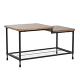 IDEALHOUSE Coffee Table Industrial Living Room Table 2-Tier Rustic Center Table with Mesh Shelf Rectangle Storage Cocktail Table Metal Frame, Easy to Assemble, Rustic Brown IDEALHOUSE