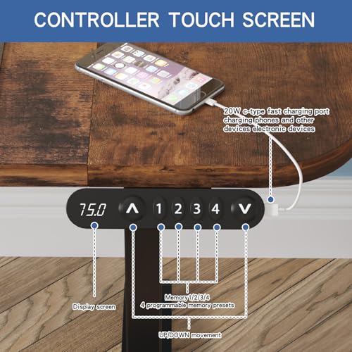 bilbil L-Shaped Electric Standing Desk with Power Strip & Privacy Screen(Gray), 59 Inch Workstation, Large Mouse Pad & 4-Preset Memory Buttons, Quiet Adjustable Desk for Dual Monitors(Rustic Brown) bilbil