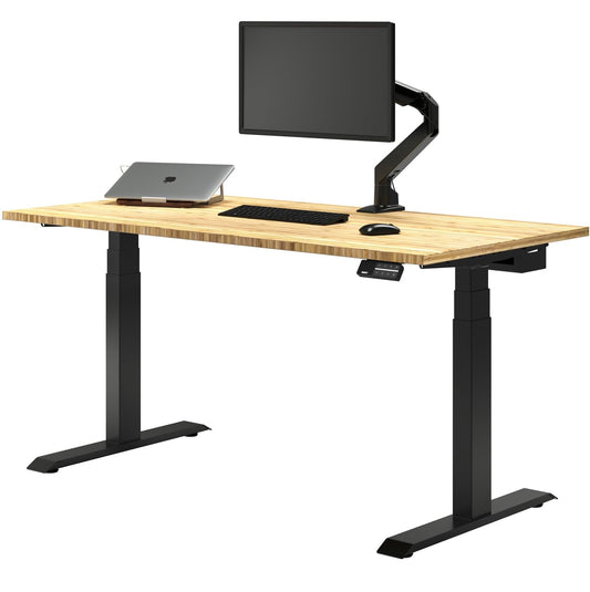 Desky Dual Light Bamboo Standing Desk - 72x30 Electric Standing Desk - Dual Motor, 3 Stage Adjustable Height Desk with 4 presets - Ergonomic Wood - WoodArtSupply