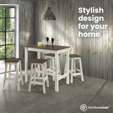 Furniture Dash Wood Bar Height Dining Set of Drop Leaf Table and 4 Stools White Distressed Furniture Dash
