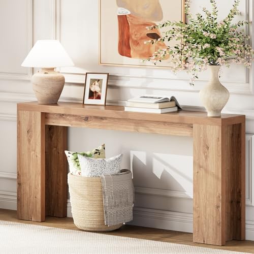 70.9 Inch Extra Long Console Table, Farmhouse Entryway Table with Thickened Base, Wood Sofa Table Behind Couch Table, Narrow Entryway Accent Table for Living Room, Hallway, Entrance, Foyer, Brown karlott