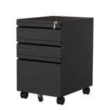 MIIIKO 3 Drawer File Cabinet, Metal Filing Cabinet with Lock Rolling Wheels, Office Storage Cabinet Under Desk,Deep Drawers for Hanging Legal Letter Fill, Full Assembled Except Casters MIIIKO