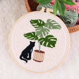 Allazone 3 Set Embroidery Starter Kits for Beginner, Cat Punch Needle Kit with Instruction, Plastic Hoop, Yarns and Embroidery Handle Needle Pen