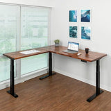S STAND UP DESK STORE Triple Motor Electric L-Shaped Corner Standing Desk with EZ Assemble Frame (Black Frame/Solid Walnut Top, 71 inch W x 71 inch D) S Stand Up Desk Store