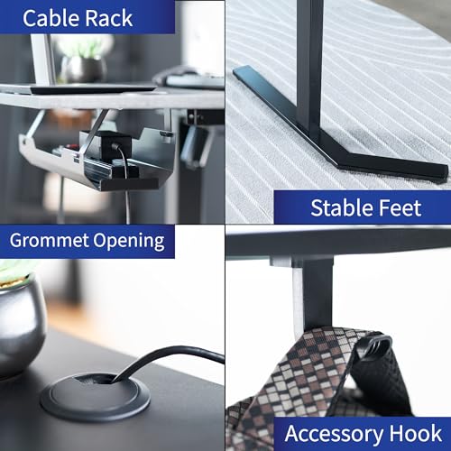 VIVO Electric Corner L-Shaped 55 x 55 in Standing Desk, Memory Height Adjustment, Black Top Black Frame, DESK-E1L110B VIVO