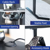 VIVO Electric Corner L-Shaped 55 x 55 in Standing Desk, Memory Height Adjustment, Black Top Black Frame, DESK-E1L110B VIVO