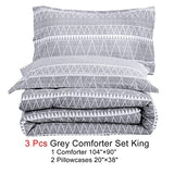 WONGS BEDDING Grey Comforter King, Soft Microfiber Reversible Grey Boho Down Alternative Comforter Set for King Bed- 3 Pieces (1 Solid Comforter + 2 Pillow Shams), Bedding Comforter Set 104" x 90" WONGS BEDDING
