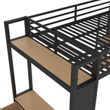 Bellemave Full Size loft Bed with Wardrobe and Storage Shelves and Pegboard Drawers, Metal Full Loft Bed Frame for Adults, Kids, Teens, Black Bellemave