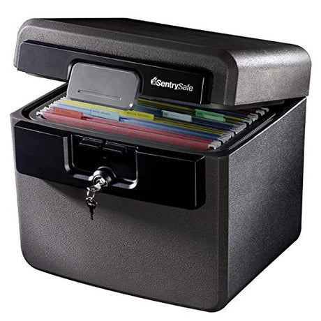 SentrySafe Black Fireproof and Waterproof Safe, File Folder and Document Box with Key Lock, Ex. 14.3 x 15.5 x 13.5 inches, HD4100 SentrySafe
