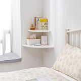 BEUGAWHOO White Oak Floating Corner Shelf - Elegant Wall-Mounted Storage for Plants and Decor BEUGAWHOO