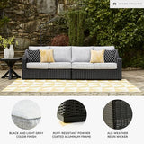 Signature Design by Ashley Beachcroft Casual Weather Resistant 2-Piece Outdoor/Indoor Loveseat with Cushion and 4 Toss Pillows, Black & Light Gray Signature Design by Ashley