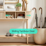 LINSY Fluted Console Table with Storage, Entryway Table Wood Entrance Tables for Front Door, Behind Couch Sofa Table with Shelves, Foyer Tables for Hallways, Living Room Boho Furniture, Light Wood LINSY