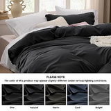 Bedsure Black Duvet Cover Full Size - 3 Pieces Prewashed Extra Soft Cotton-Like Polyester Bedding Set, Includes 1 Duvet Cover 80x90 Inches with Zipper Closure & 2 Pillow Shams, Comforter Not Included Bedsure