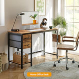 CubiCubi Computer Desk with 2 Drawers, 40 Inch Small Home Office Desk with Storage Study Writing Table, Light Brown CubiCubi