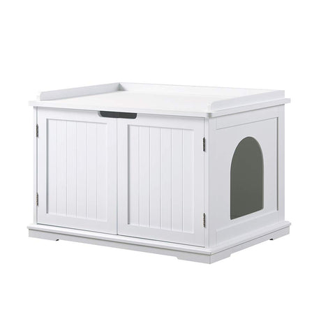 unipaws Cat Litter Box Enclosure Furniture, Cat Washroom, Hidden Litter Box Cover, Cabinet for Large Cat, Dog Proof Cat Litter Boxes, Hideaway Litter Box, Cat House, White unipaws
