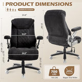 Fabric 700lbs Big and Tall Office Chair, Ergonomic Heavy Duty Executive Cloth Office Chair with 5D Flip Arms & Adjustable Lumbar Support & Dual Rubber Wheel, Large Thick Padded Extra Wide Seat, Black Sofetura
