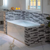 WOODBRIDGE 60" Acrylic Rectangular Alcove Soaking Bathtub in White with Right Drain, Brushed Nickel Pop-Up Drain Included BA6030R WOODBRIDGE