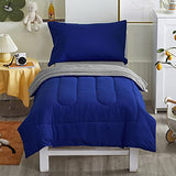 UOZZI BEDDING 4 Pieces Toddler Bedding Set Ultra Soft and Breathable Toddler Sheet Set - Includes Comforter, Flat Sheet, Fitted Sheet and Pillowcase - Royal Blue & Gray UOZZI BEDDING