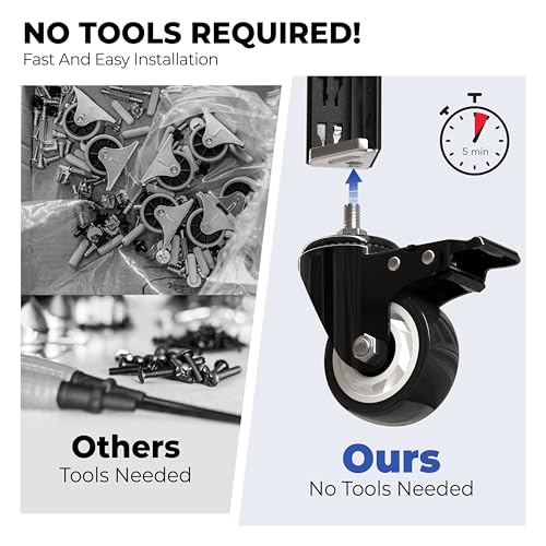 HOMEDANT House 5-Tier Metal Boltless Rolling Cart Shelf Rack Casters Heavy Duty Laminated Wheel Shelving Unit Adjustable Storage Shelves Organizer Kitchen Garage 36.2" W x 16.5" D x 69.5" H 1Pack HOMEDANT