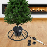Home Heritage Artificial Christmas Tree Base Rotating Metal Stand for 1 to 1 3/4 Inch Diameter Artificial Christmas Tree Poles, 22 Inch, Black Home Heritage